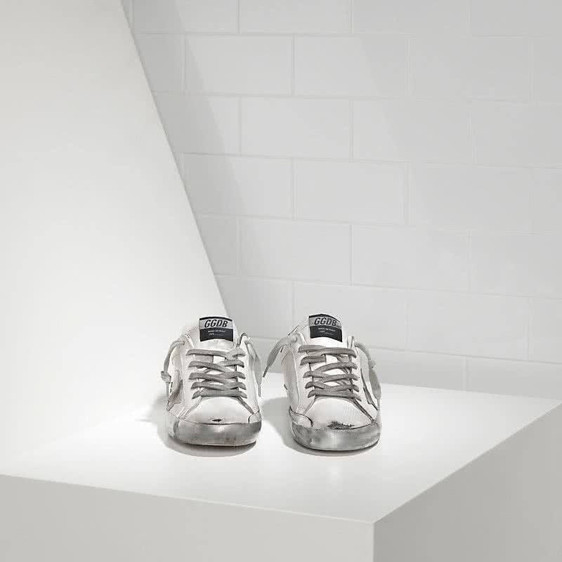 Golden Goose Sneakers Super Star in Pelle e Stella in Camoscio Sparkle White Silver 1
