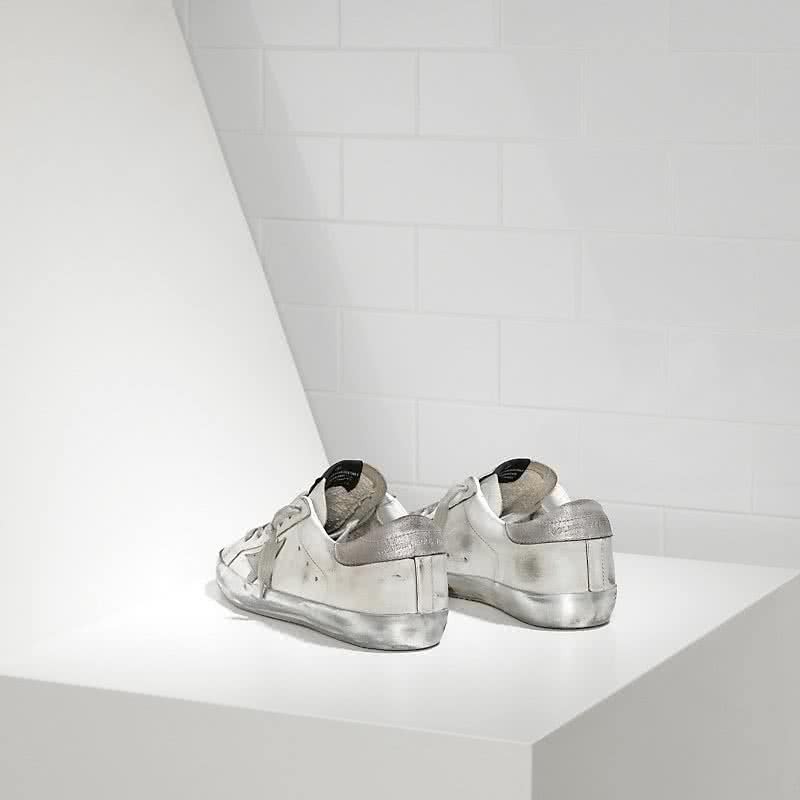 Golden Goose Sneakers Super Star in Pelle e Stella in Camoscio Sparkle White Silver 2