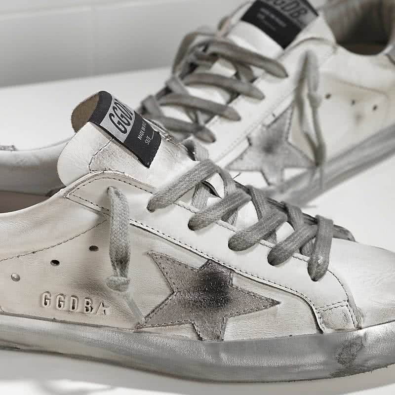 Golden Goose Sneakers Super Star in Pelle e Stella in Camoscio Sparkle White Silver 4