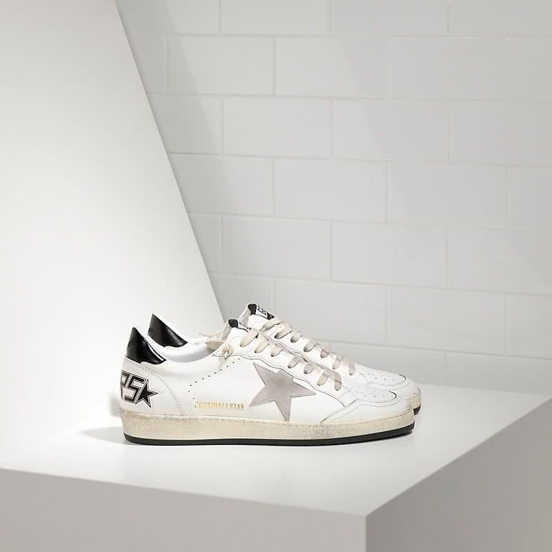 Golden Goose Sneakers Ball Star in Pelle con Stella in Camoscio White Ice Star 1