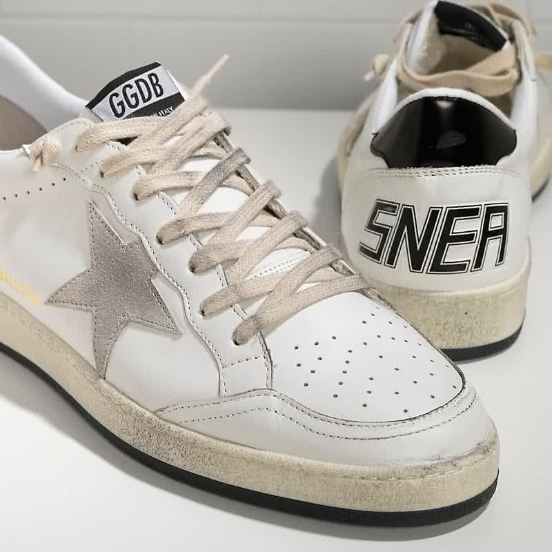 Golden Goose Sneakers Ball Star in Pelle con Stella in Camoscio White Ice Star 4