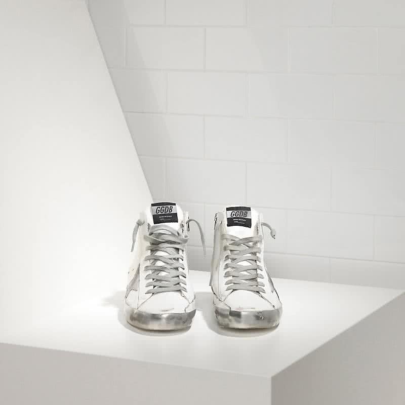 Golden Goose Sneakers FRANCY in Pelle e Stella in Camoscio SPARKLE WHITE SILVER 2