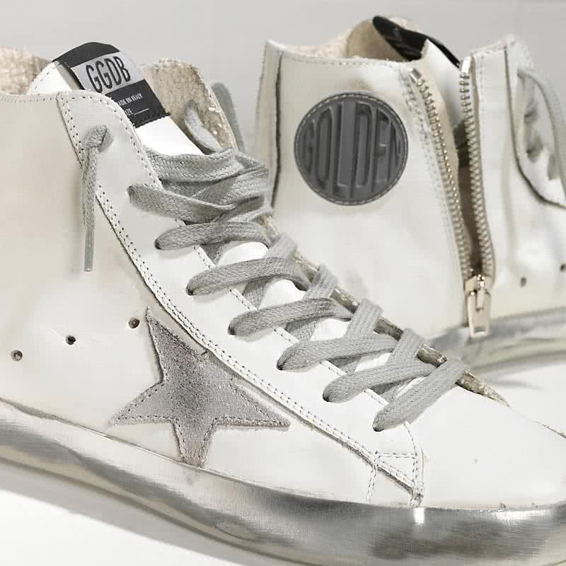 Golden Goose Sneakers FRANCY in Pelle e Stella in Camoscio SPARKLE WHITE SILVER 4