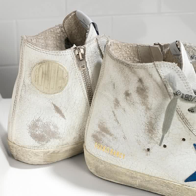 Golden Goose Sneakers FRANCY in Pelle e Stella in Pelle WHITE MARBLE BLUETTE 3