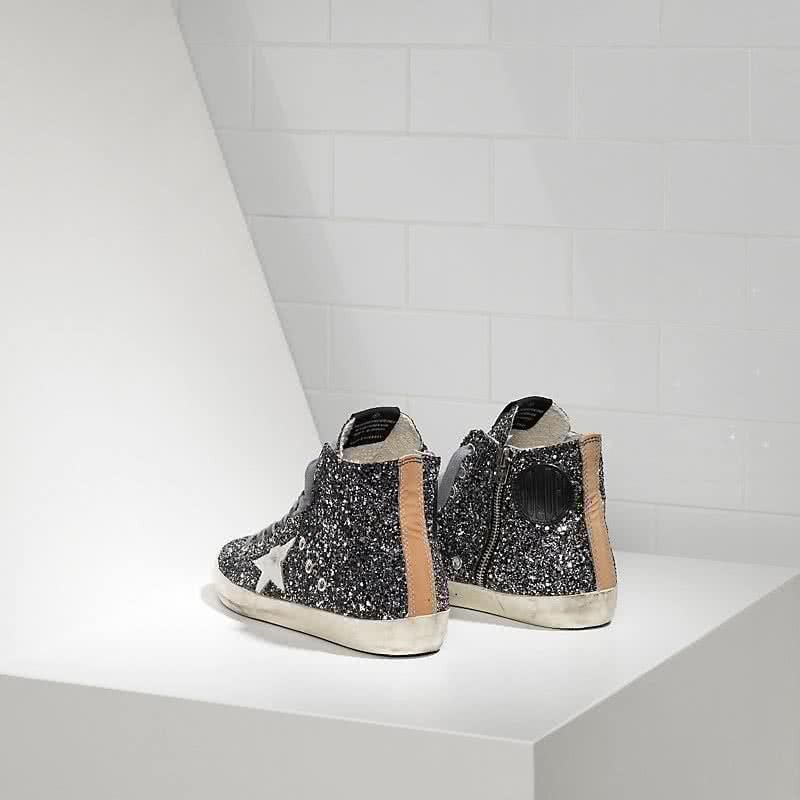 Golden Goose Sneakers FRANCY in pelle splamata all over Glitter e Stella in Pelle GREY 3