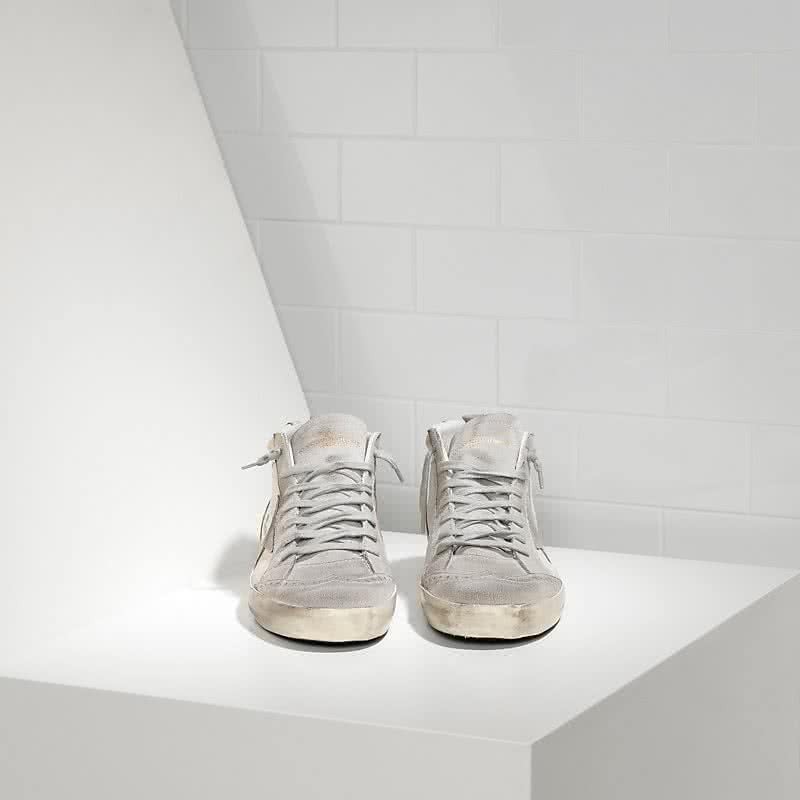 Golden Goose Sneakers Mid Star in Pelle e Stella in Camoscio White 3