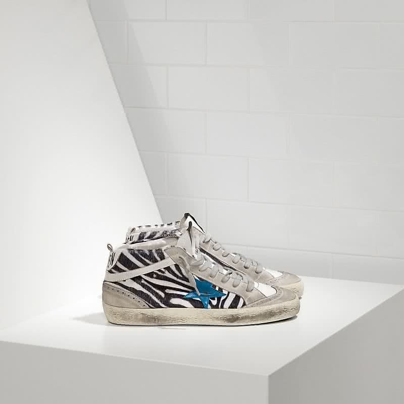 Golden Goose Mid Star Sneakers printed fabric pony Leather 1