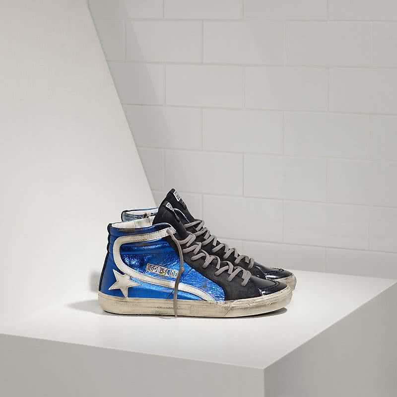 Golden Goose Sneakers Slide in Pelle E Stella in Pelle blue shades 1