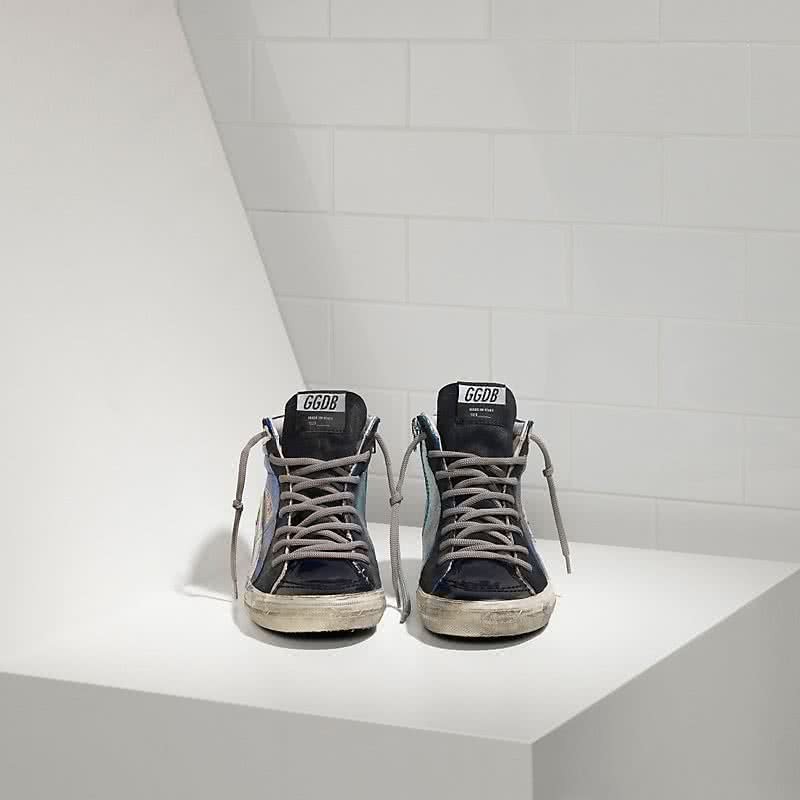 Golden Goose Sneakers Slide in Pelle E Stella in Pelle blue shades 2