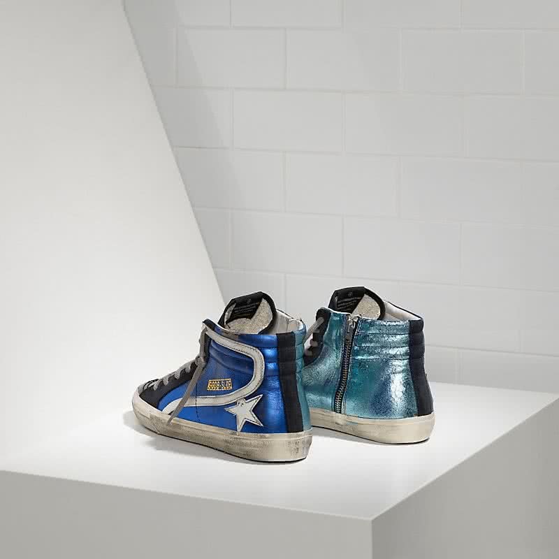 Golden Goose Sneakers Slide in Pelle E Stella in Pelle blue shades 3