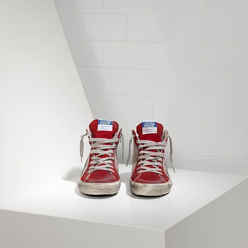 Golden Goose Sneakers Slide in Denim DI Cotone E Stella IN Pelle red suede silver sta 2