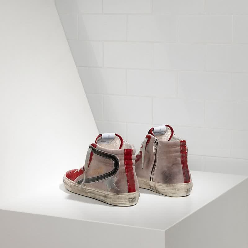 Golden Goose Sneakers Slide in Denim DI Cotone E Stella IN Pelle red suede silver sta 3