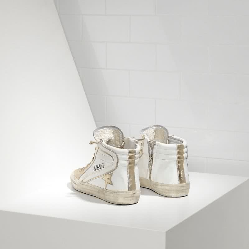 Golden Goose Sneakers Slide in Pelle e Stella in Pelle White Gold Star 3