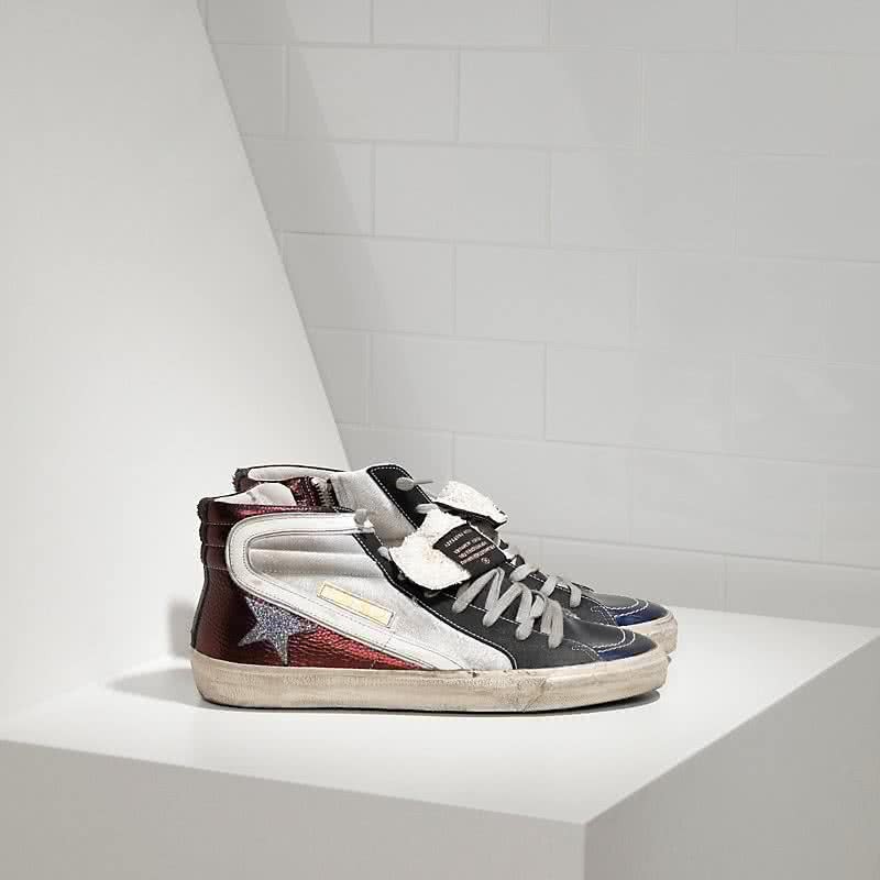 Golden Goose Sneakers Slide in Pelle e Stella Glitter 5