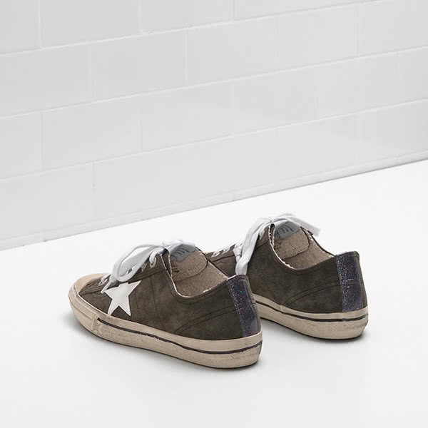 Golden Goose V-STAR 2 Sneakers G31WS639.N4 Calf Suede Glossy Material Tab Lurex 3