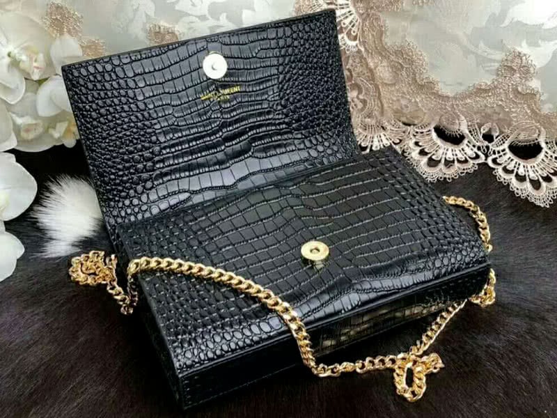 Saint Laurent Kate Medium With Tassel Crocodile Shiny Leather Black 7