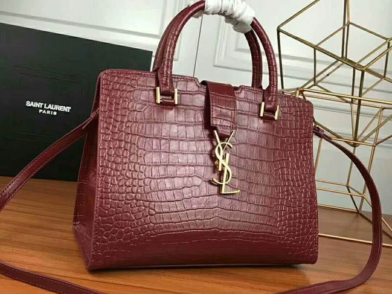 Saint Laurent Cabas Ysl Small In Smooth Leather Burgundy 2