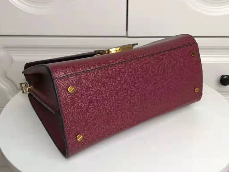 Saint Laurent Cassandra Top Handle Medium Bag In Grain Leather Burgundy 4