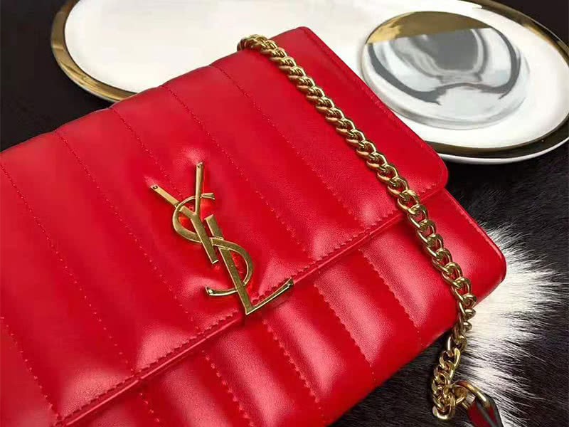 Saint Laurent Vicky Medium In Matelass Lambskin Red 3