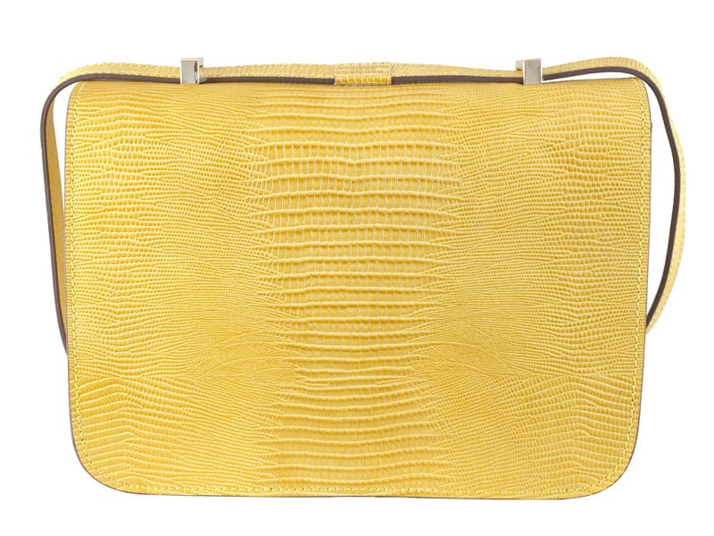 Hermes Constance 23 Single Shoulder Bag Lizard Leather Yellow 4