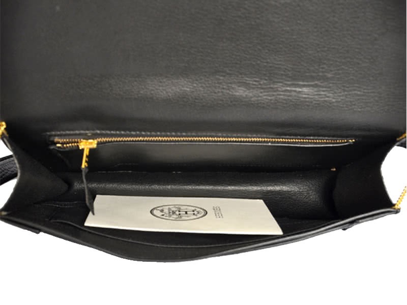 Hermes Pilot Envelope Clutch Black With Gold Hardware 12