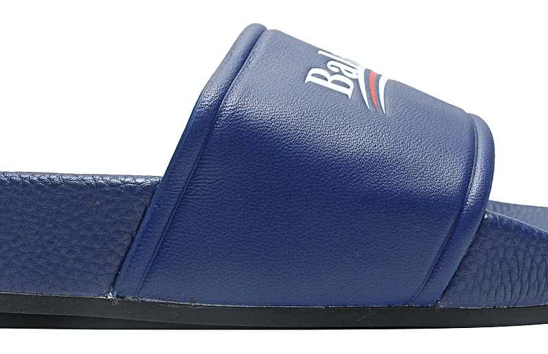 Balenciaga Logo flat pool Slide Sandals Blue 7