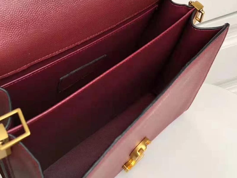 Saint Laurent Cassandra Top Handle Medium Bag In Grain Leather Burgundy 9