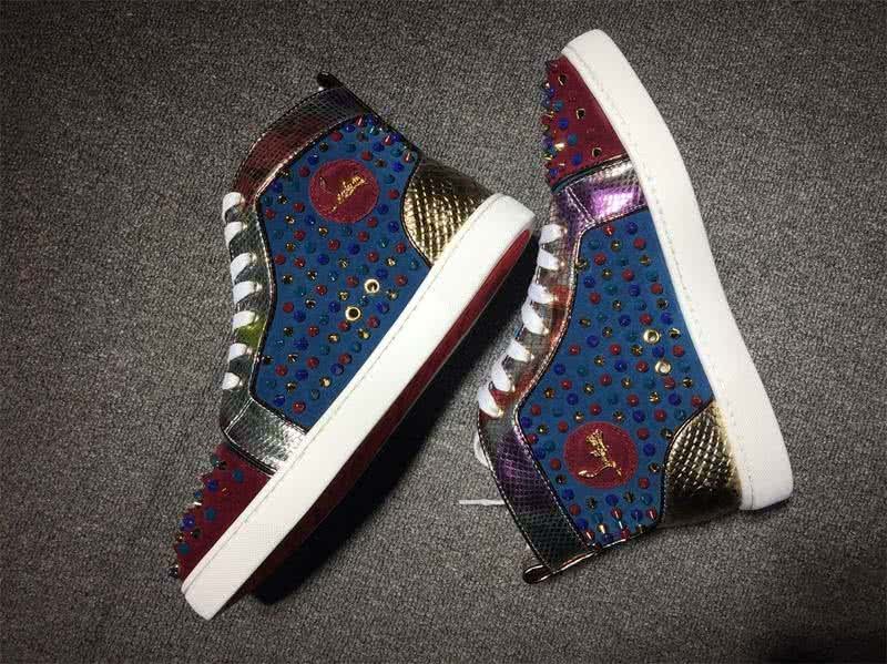 Christian Louboutin Louis Spikes Men/Women Blue/Dark Red 6