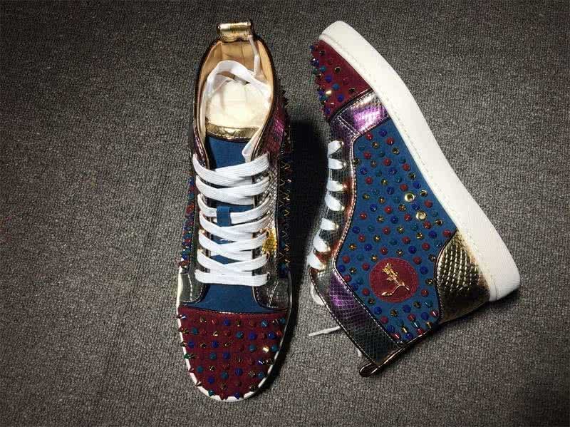 Christian Louboutin Louis Spikes Men/Women Blue/Dark Red 5