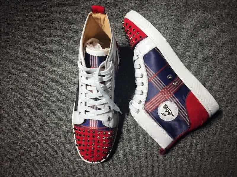 Christian Louboutin Lou Spikes Men/Women White/Red/Blue 6