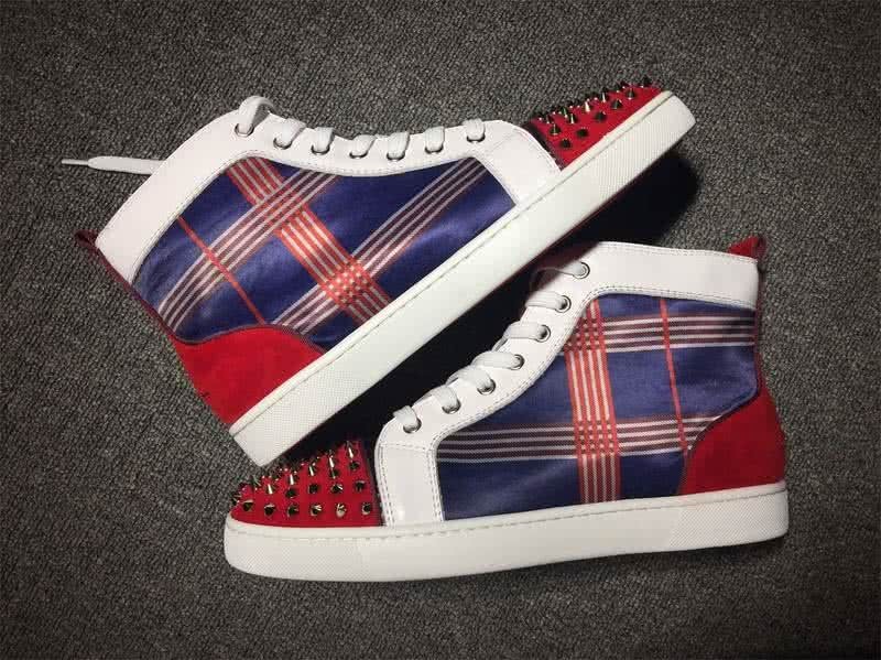 Christian Louboutin Lou Spikes Men/Women White/Red/Blue 8