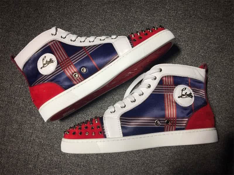 Christian Louboutin Lou Spikes Men/Women White/Red/Blue 9