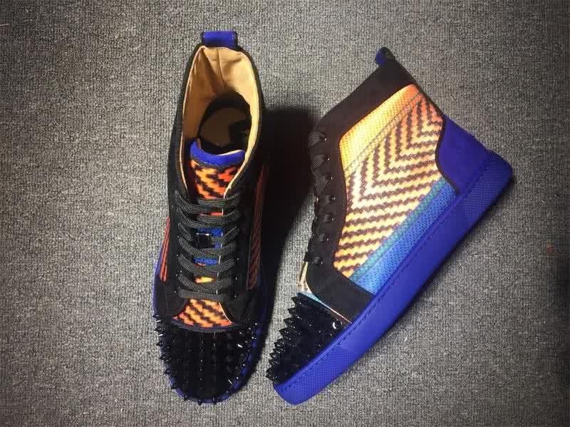 Christian Louboutin Lou Spikes Men/Women Black/Yellow/Blue 3