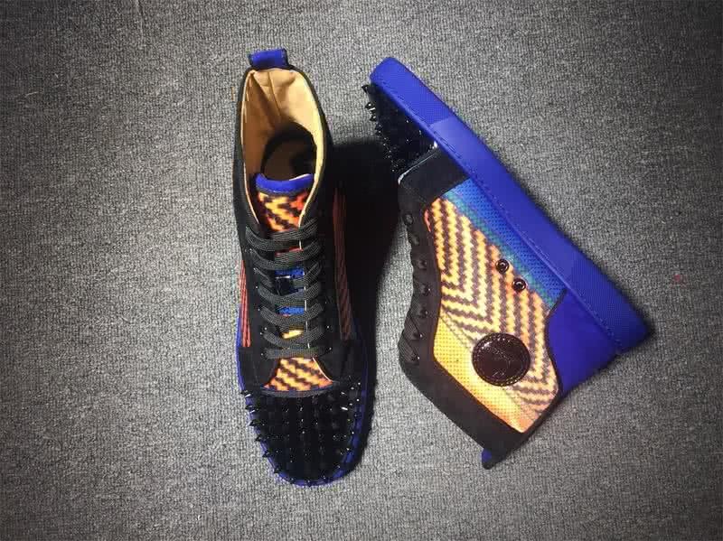 Christian Louboutin Lou Spikes Men/Women Black/Yellow/Blue 6