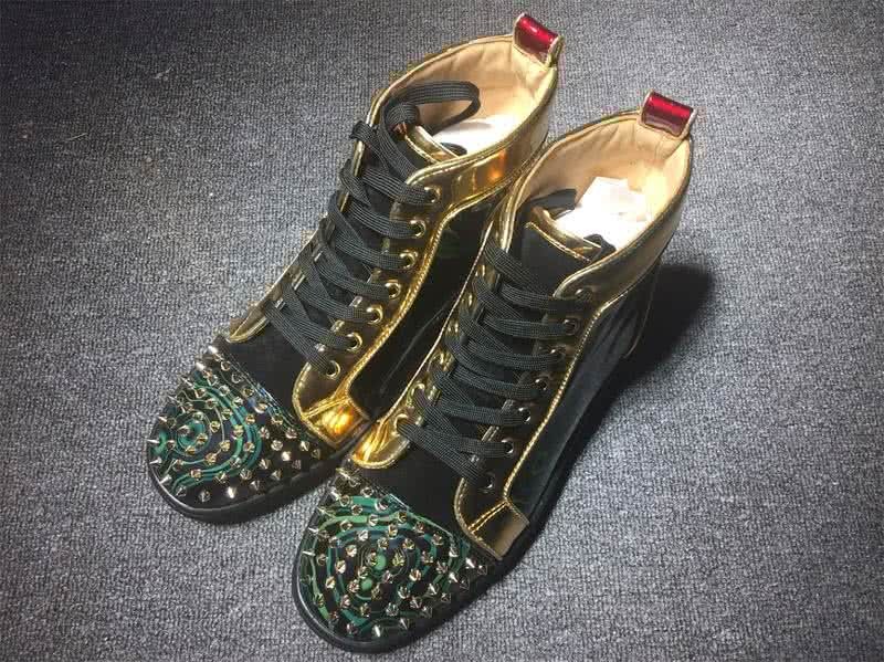 Christian Louboutin Lou Spikes Men/Women Green/Gold 1