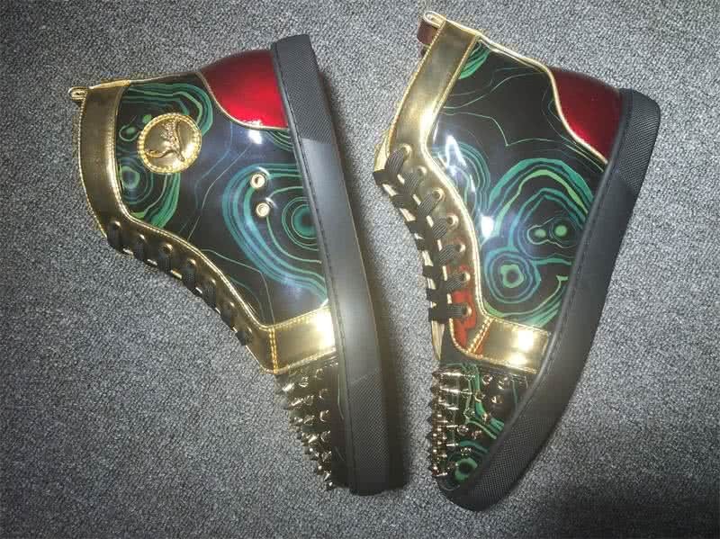Christian Louboutin Lou Spikes Men/Women Green/Gold 4