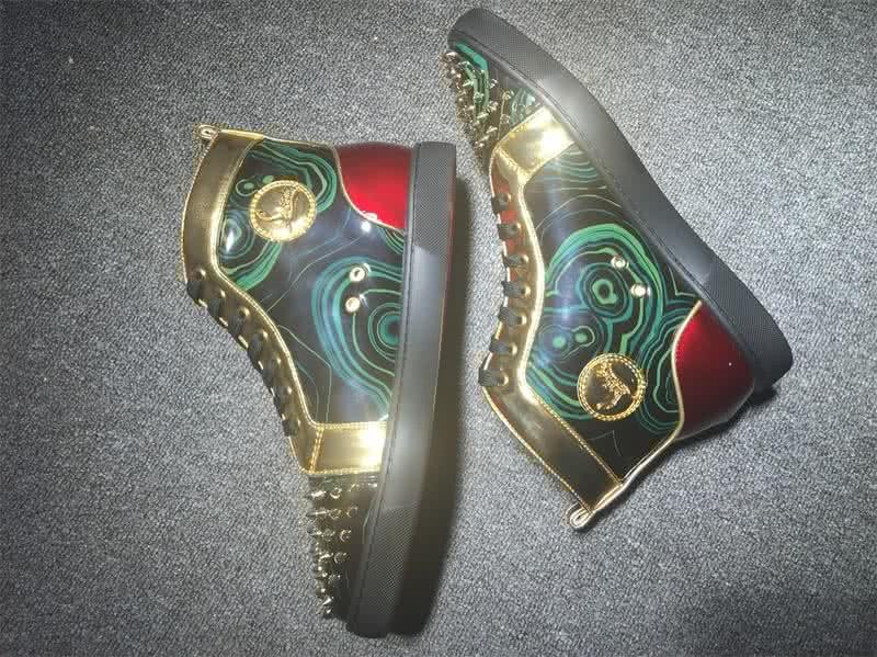 Christian Louboutin Lou Spikes Men/Women Green/Gold 5