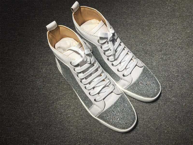 Christian Louboutin Rhinestone Men/Women Silver/White 3