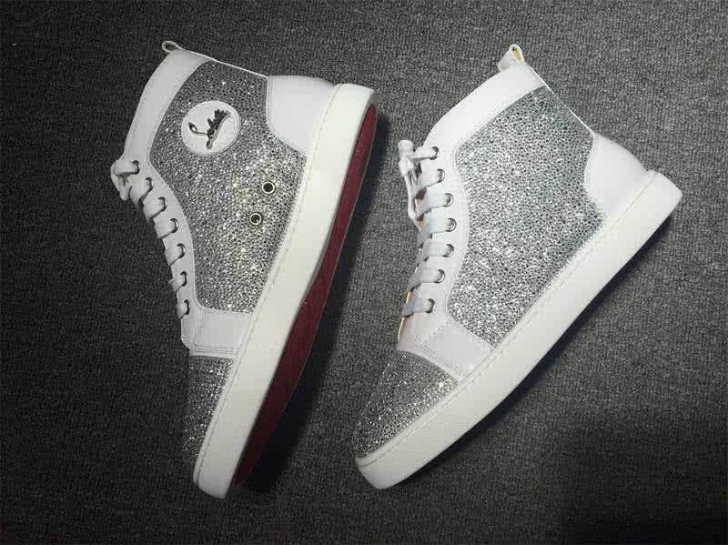 Christian Louboutin Rhinestone Men/Women Silver/White 4