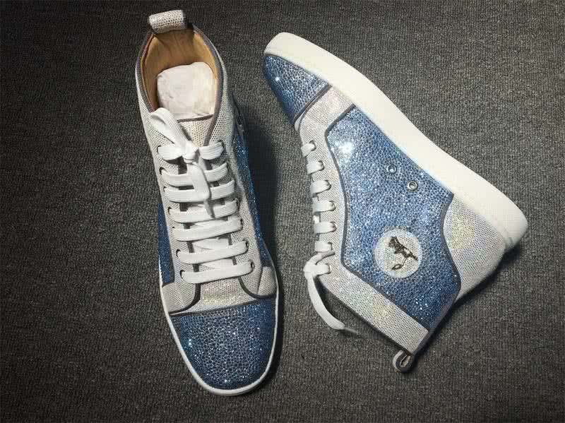 Christian Louboutin Rhinestone Men/Women Blue/Silver 6