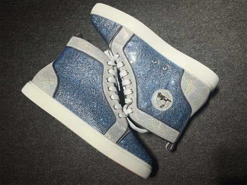Christian Louboutin Rhinestone Men/Women Blue/Silver 7