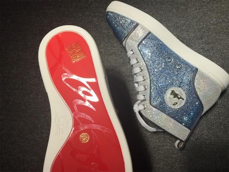 Christian Louboutin Rhinestone Men/Women Blue/Silver 8