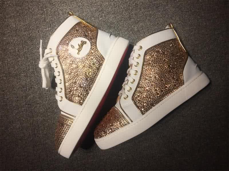 Christian Louboutin Rhinestone Men/Women Whtie/Gold 4
