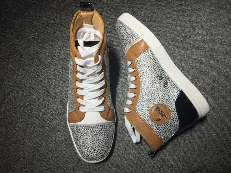 Christian Louboutin Rhinestone Men/Women Silver/Brown 6