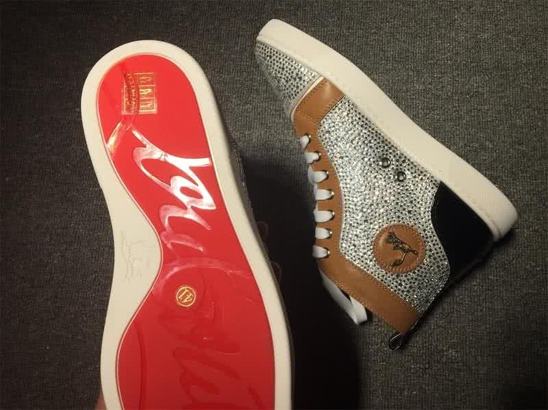 Christian Louboutin Rhinestone Men/Women Silver/Brown 8