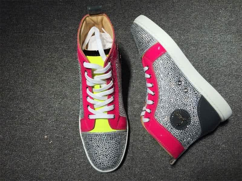 Christian Louboutin Rhinestone Men/Women Silver/Yellow/Rose Red 4
