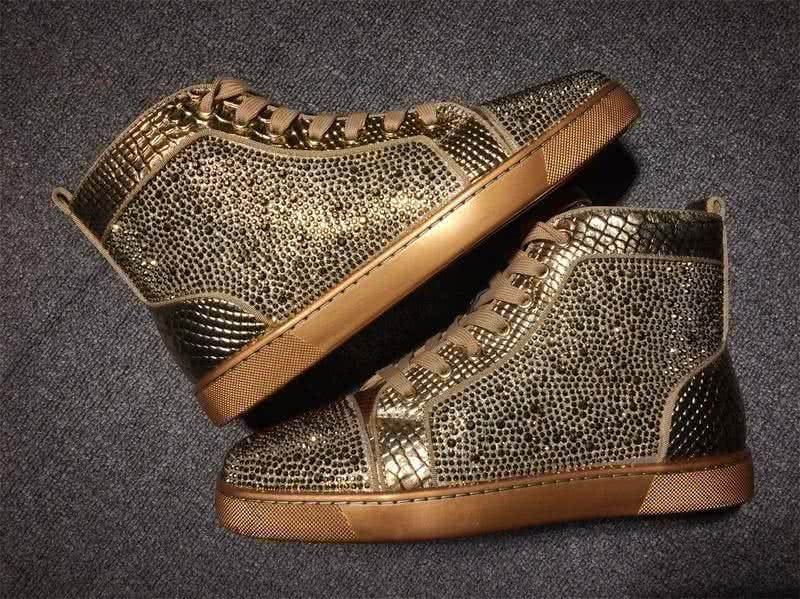 Christian Louboutin Rhinestone Men/Women Gold 7