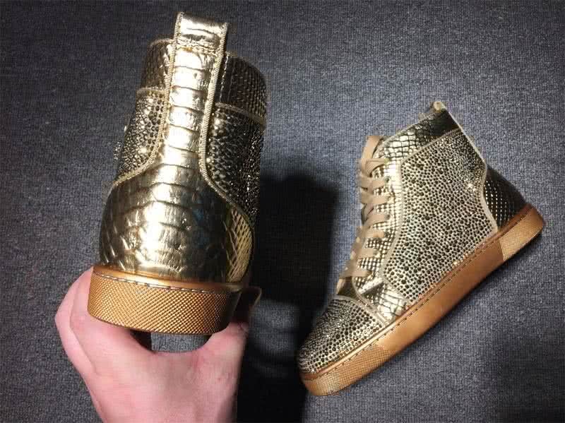 Christian Louboutin Rhinestone Men/Women Gold 9