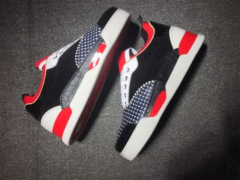 Christian Louboutin Low Top Men's Blue Rhombus White Black And Red 5