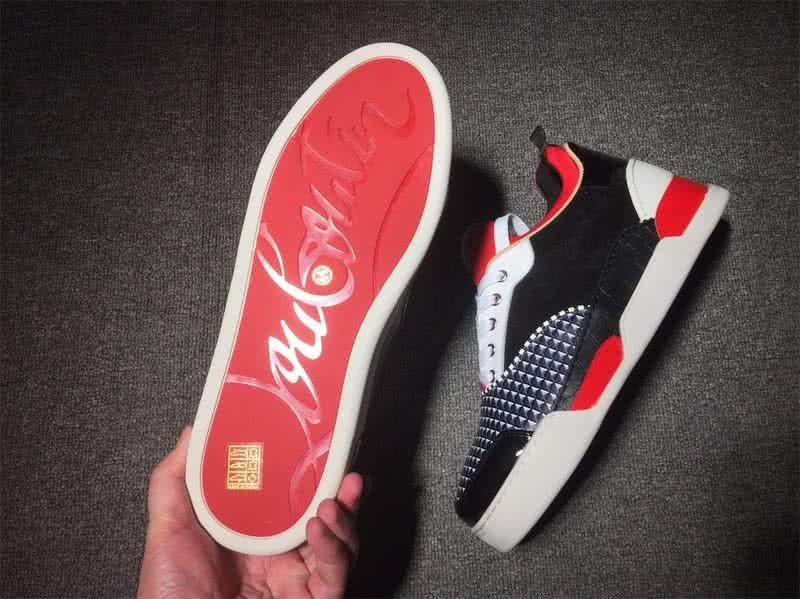 Christian Louboutin Low Top Men's Blue Rhombus White Black And Red 8